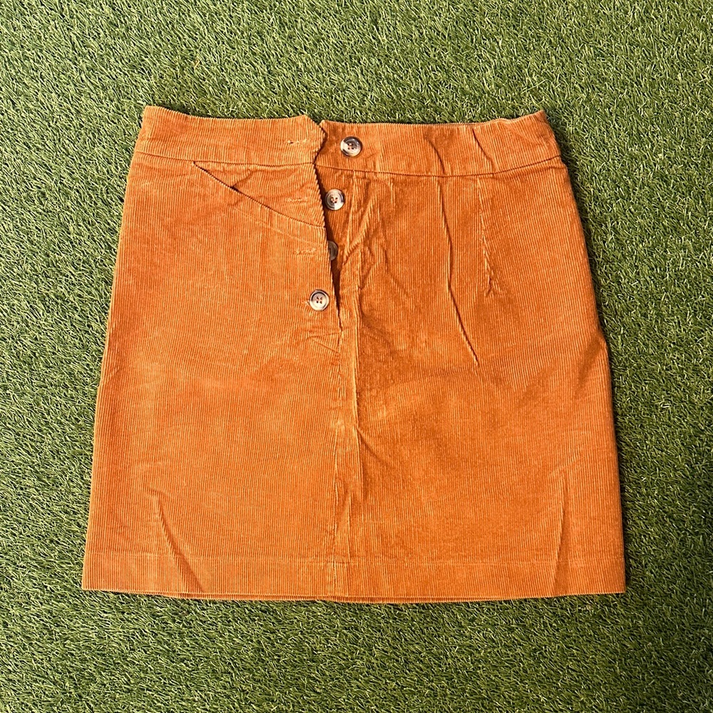 Jolie Jolie Petite Mendigote Paris Orange Corduroy Mini Skirt